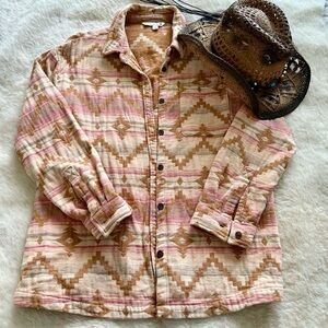Southwest Thick Flannel Western Cabin Cowgirl Top size Large
